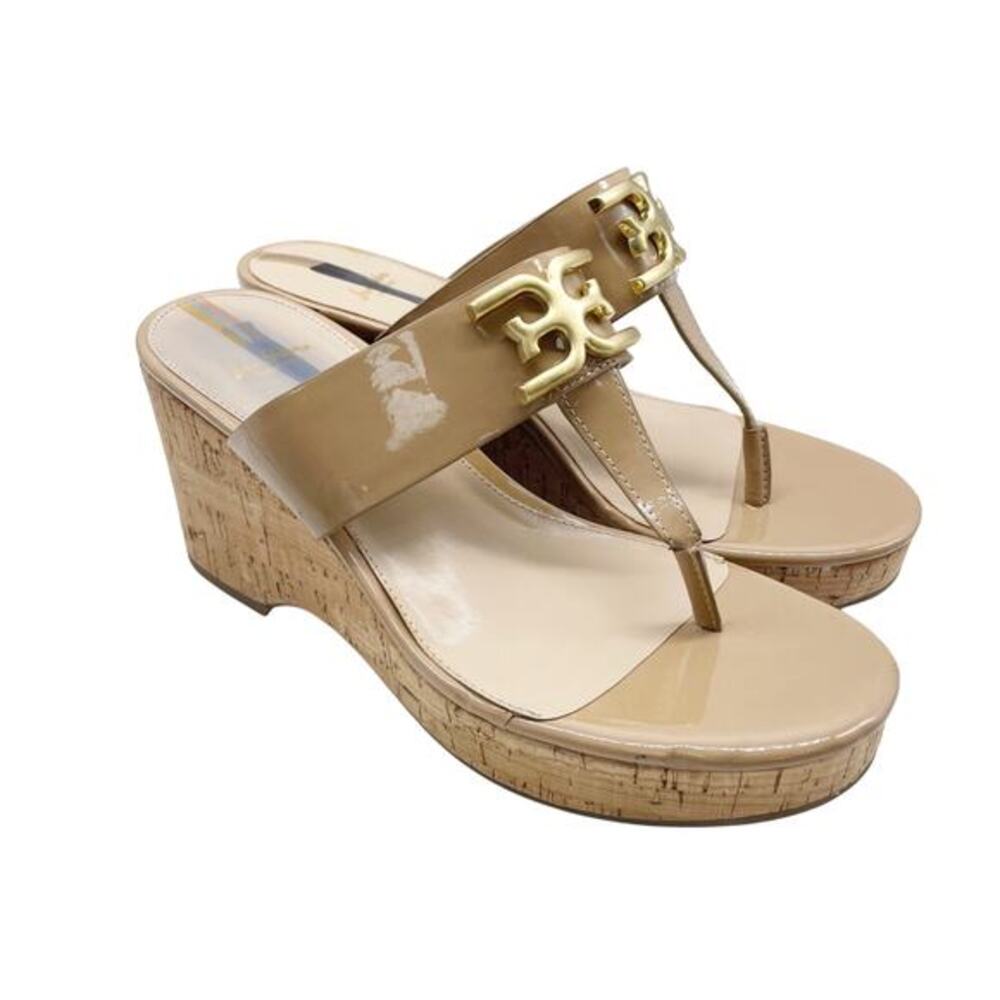 Sam Edelman Women's Yardlie Emblem Platform Wedge Sandals‎ Beige Size 8.5M